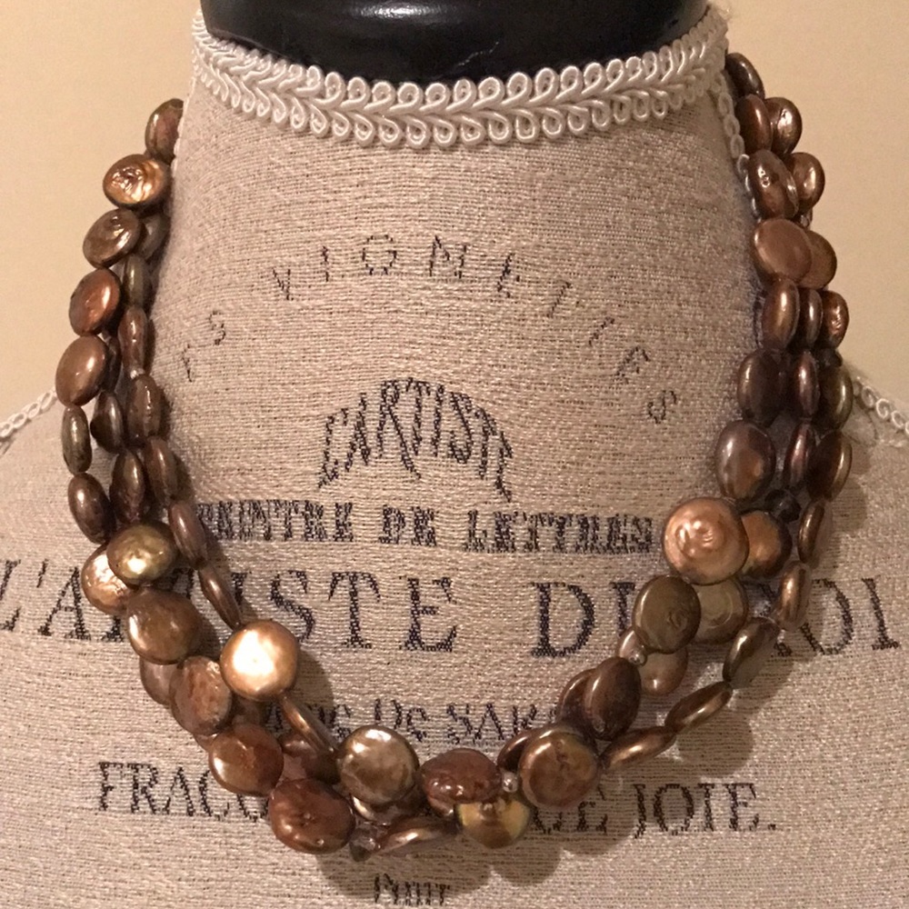 Silpada Bronze Coin Pearl Necklace